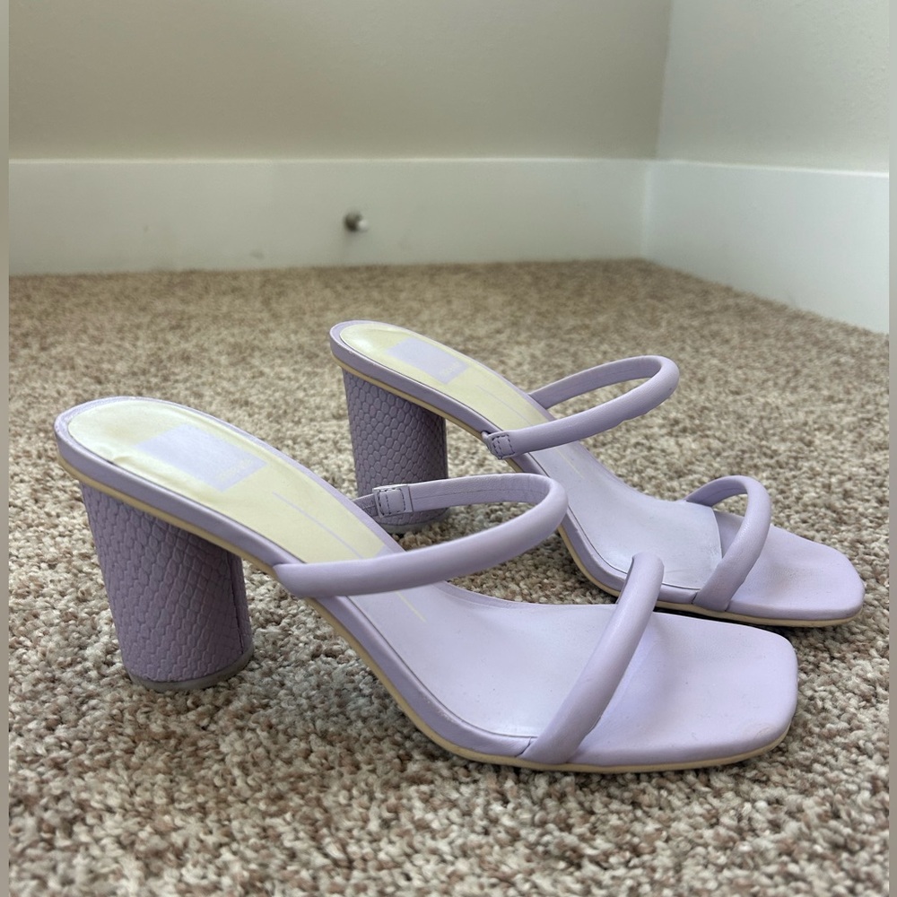 Dolce Vita Noles Lilac Stella Slip On Squared Open Toe Strappy Heeled Sandals